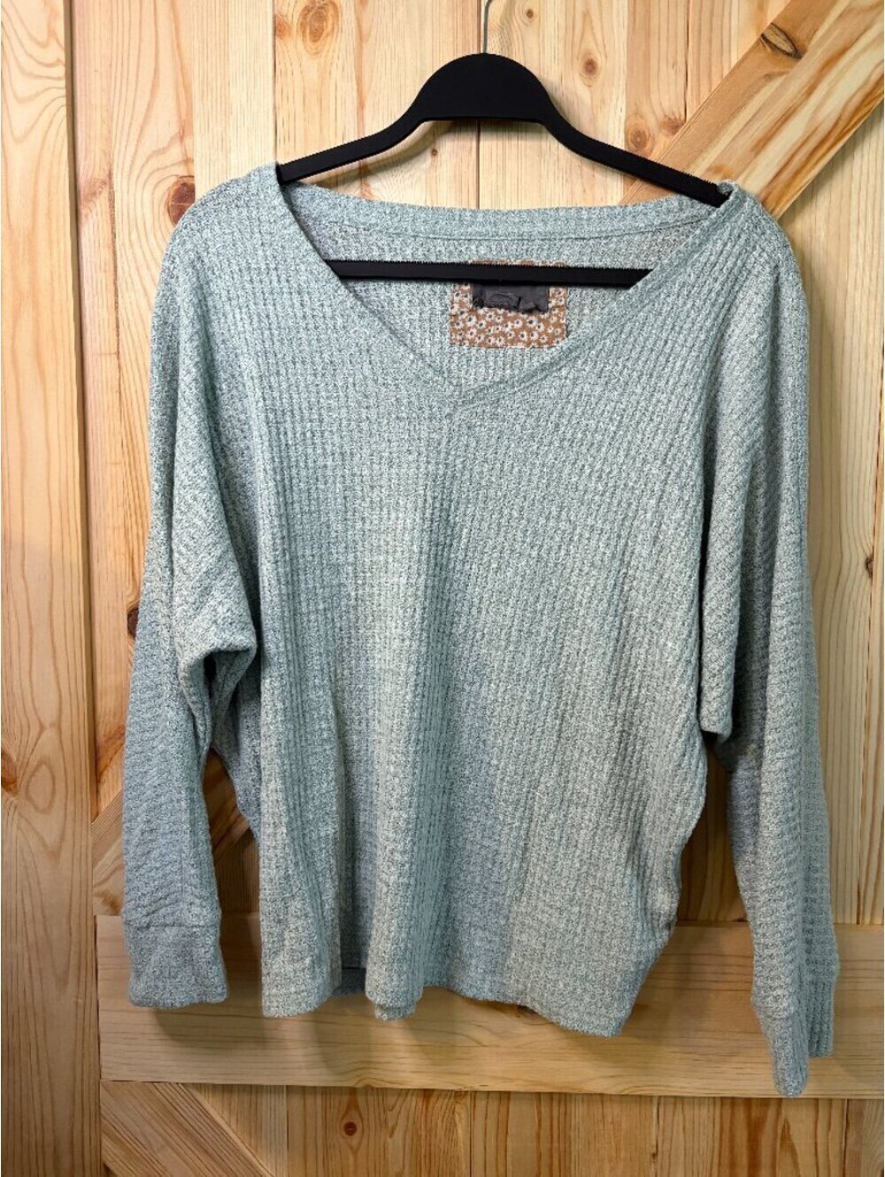 Anthropologie Light Green Waffle Knit Pullover Sweater Medium